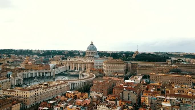 梵蒂冈城鸟瞰图礼拜场所小教堂城市景观