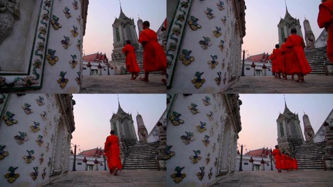 佛教僧侣走向寺庙实拍视频历史人文景区景点
