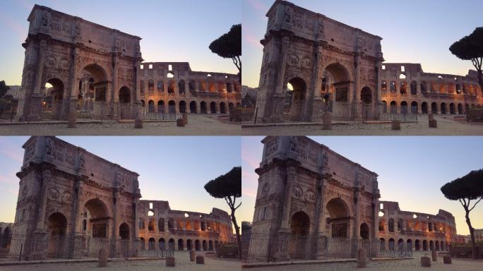 意大利罗马的君士坦丁拱门和斗兽场