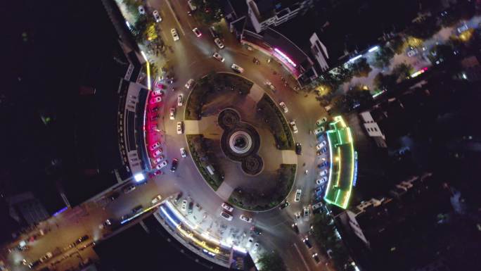 山西汾阳城市转盘夜景