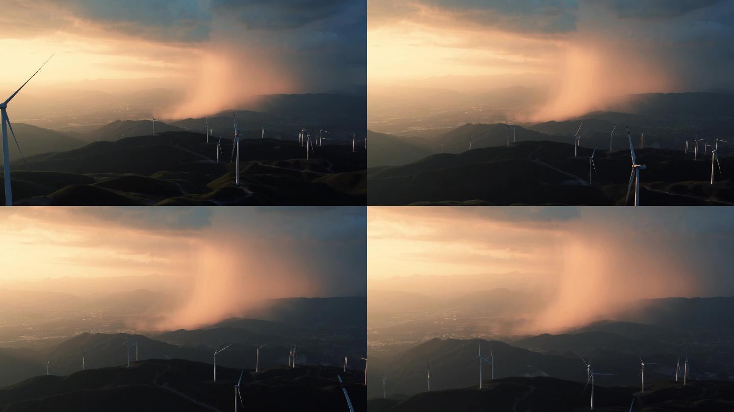 风车积雨云，高山，雨，积雨云