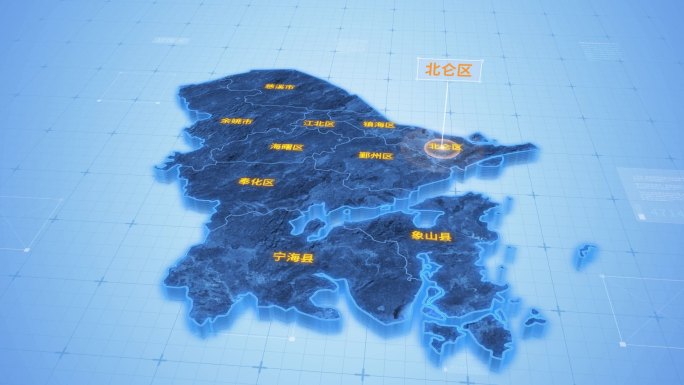 浙江宁波北仑区三维地图科技感ae模板