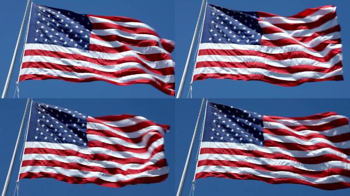 美国国旗迎风飘扬美国星条旗