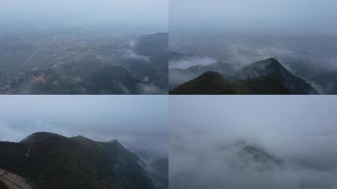【4k原创】大山深处云雾缭绕航拍阴森环境