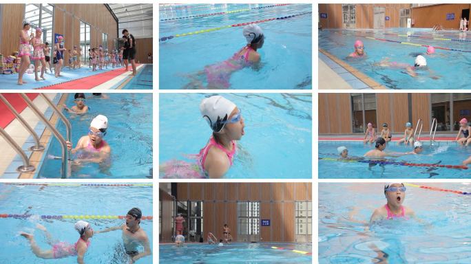 游泳馆儿童游泳训练小朋友学习游泳