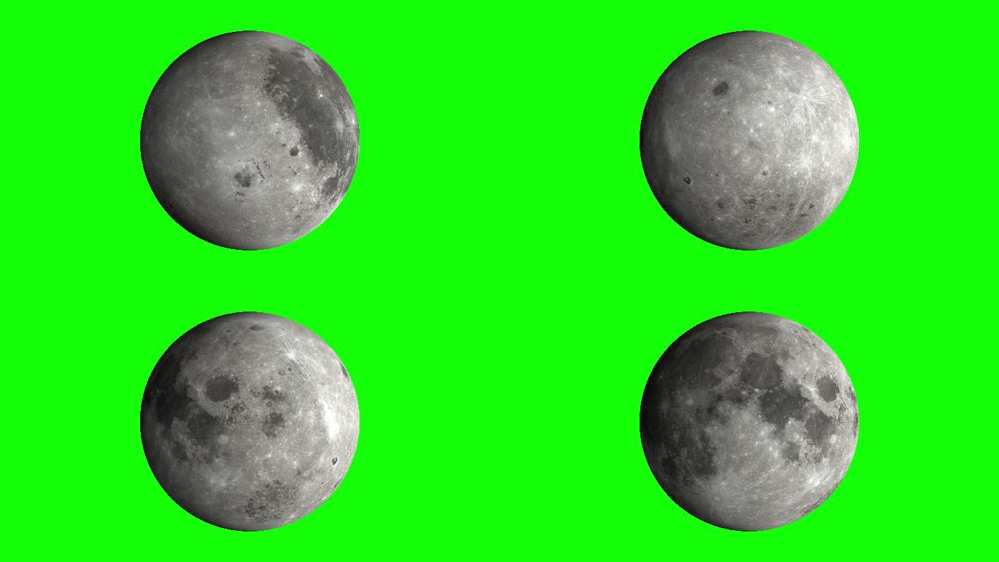 旋转月球绿幕视频