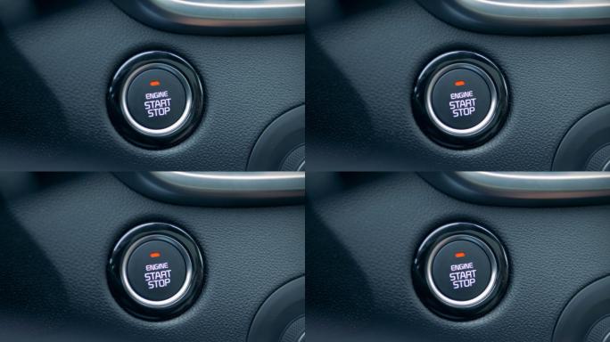 男性驾驶员按下按钮启动发动机。