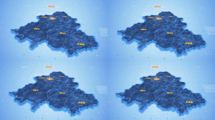 浙江绍兴越城区三维地图科技感