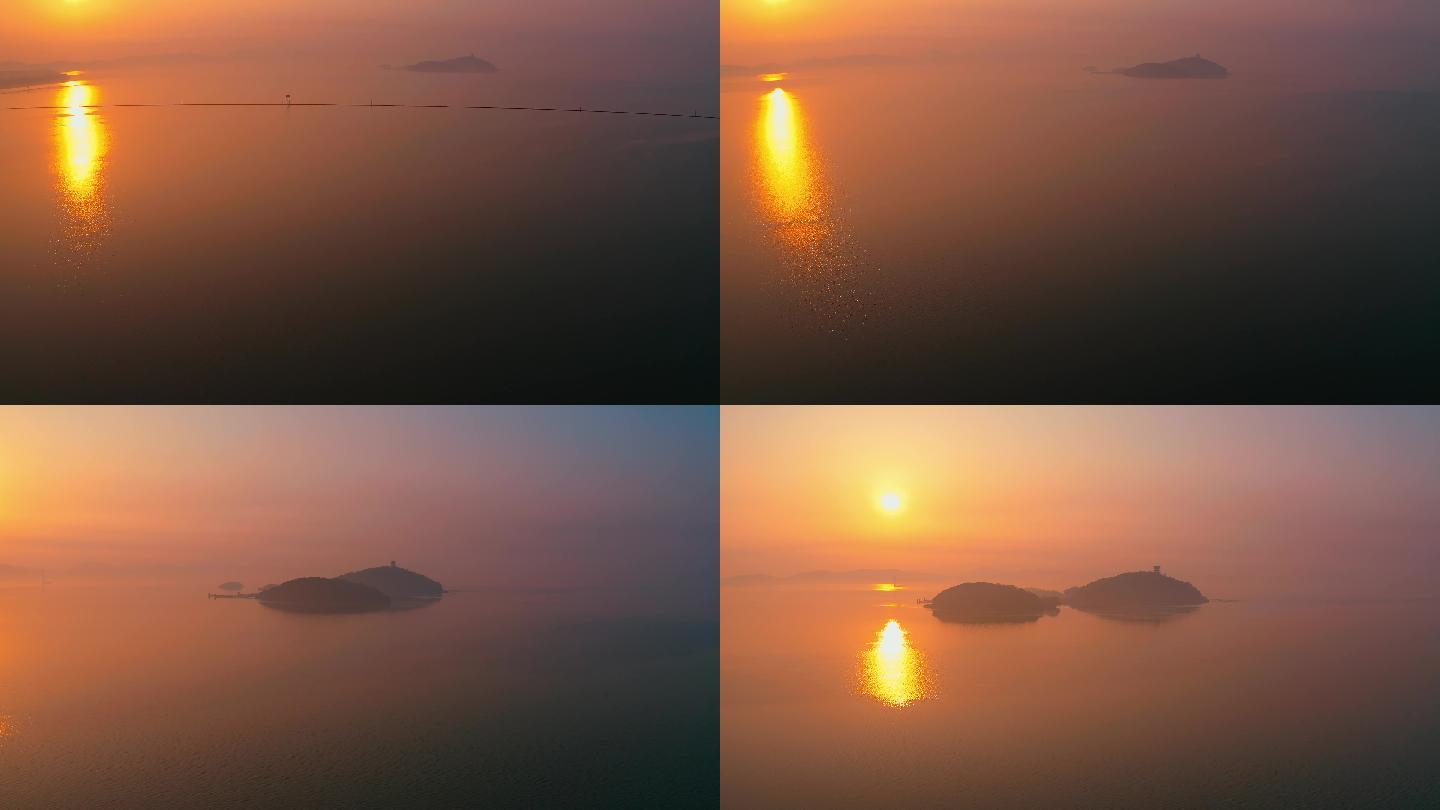 无锡太湖十八湾鼋头渚三山岛日出4K航拍
