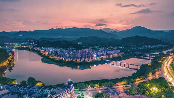 永福县城夜景延时城市夜景