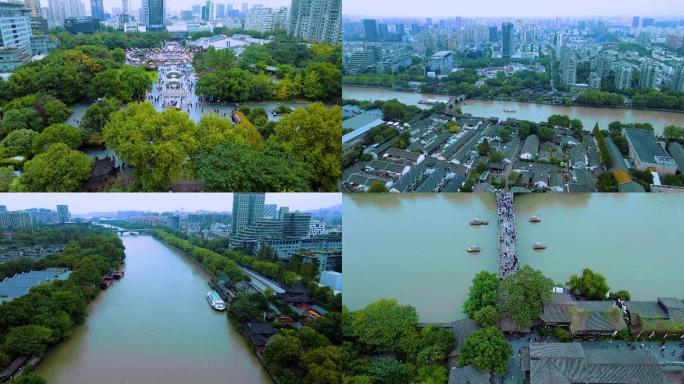 杭州京杭大运河航拍4k