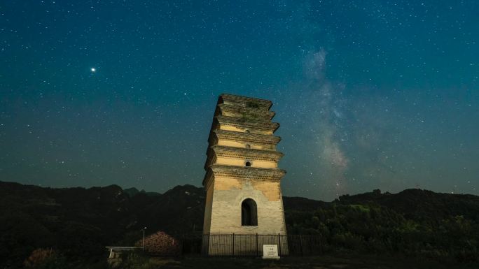 二龙山塔银河延时