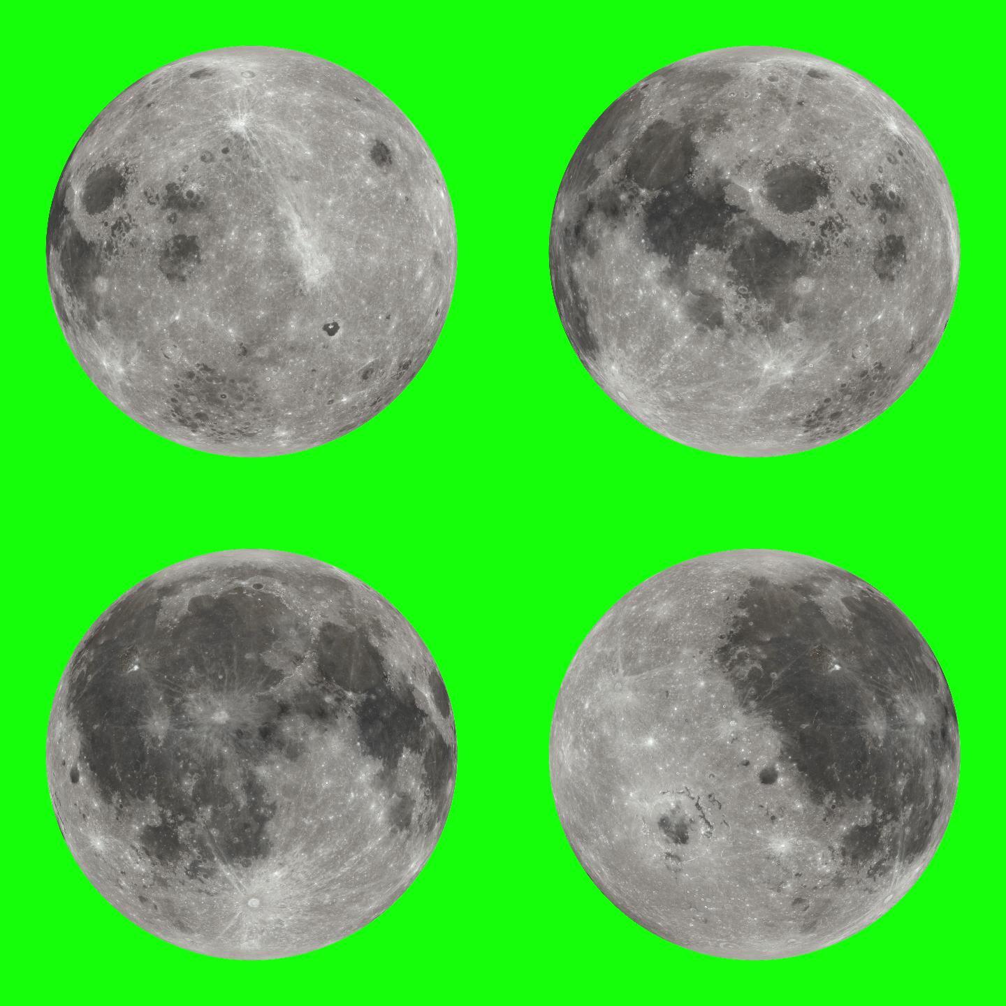 月球旋转循环绿幕视频