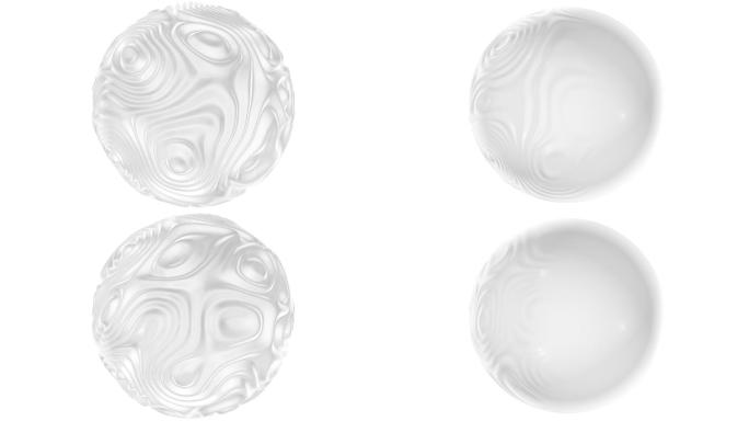 动态涟漪纹理的白色球体