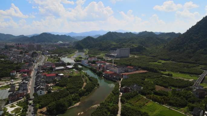 杭州市临安市於潜镇村落风景航拍