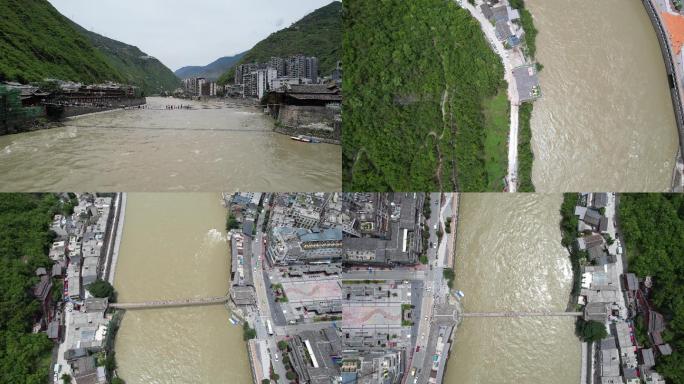 4K泸定县泸定桥大渡河航拍视频素材