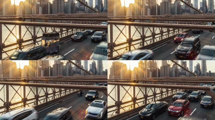布鲁克林大桥和纽约城市景观的时间推移