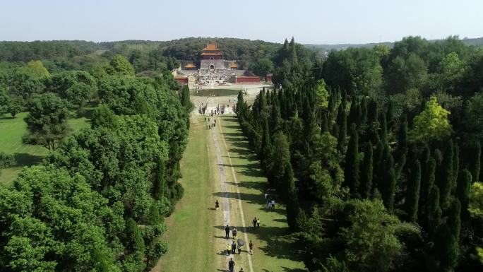 航拍荆门明显陵景区旅游风光