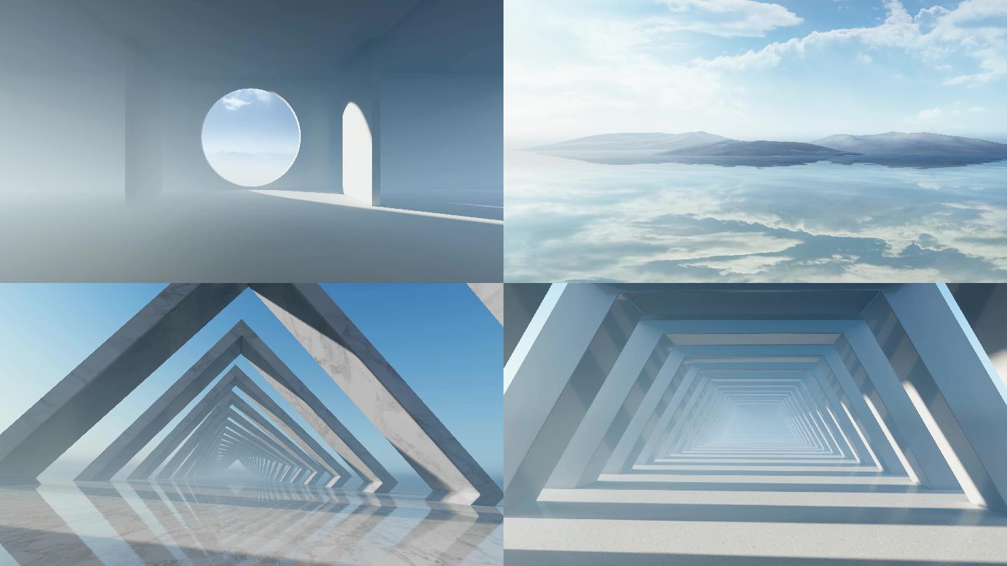 高端地产艺术空间建筑光影变化概念视频4K