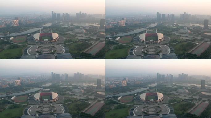 义乌市体育场城市风光4K滑动变焦航拍