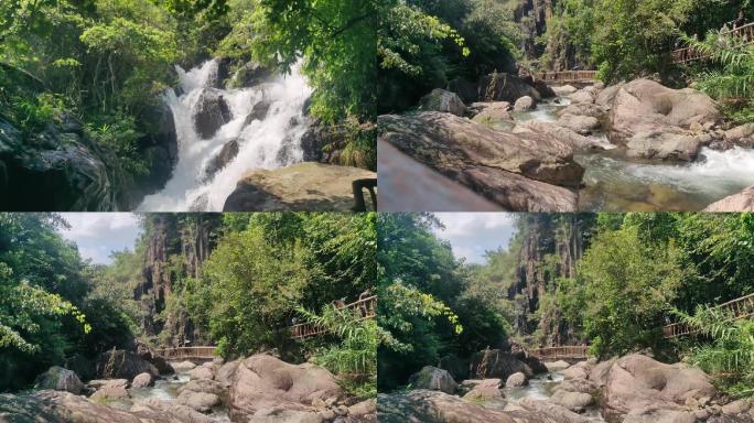 瀑布 山林 水流 石林 风景