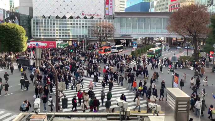 4K东京涉谷十字路口人流