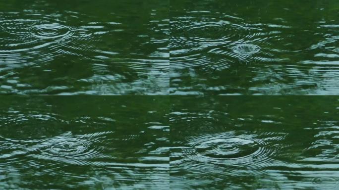 雨滴意境素材雨滴落水水花清澈水面