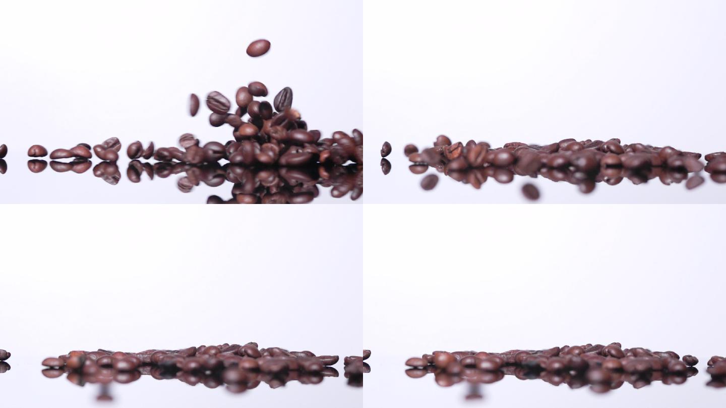 高清美食高速摄影咖啡豆撞击