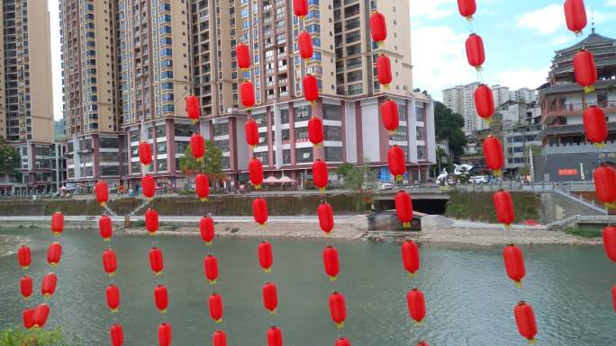 4K红灯笼装饰—喜庆红色灯笼—传统节日