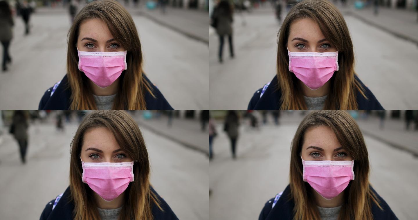 戴面罩的妇女新冠疫情防控防疫核酸检测戴口