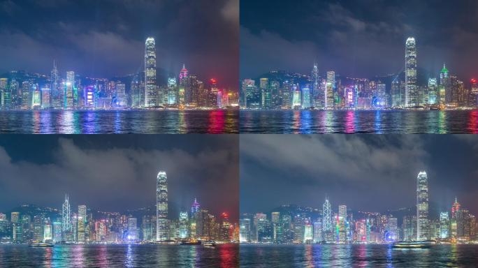 香港市夜晚的灯光表演