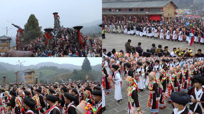 民族节日视频云南德宏傈僳族阔时节集会会场