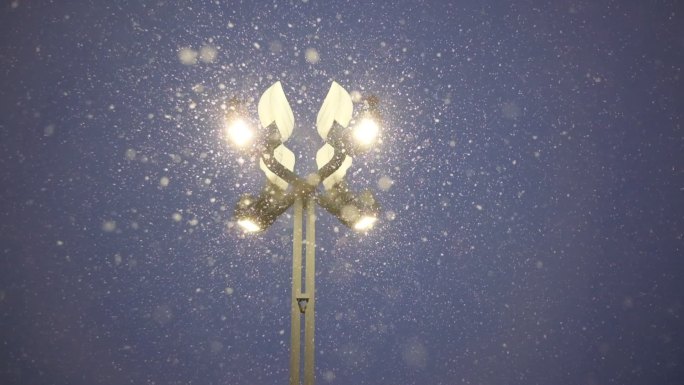 雪景路灯