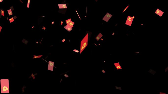 4K春节红包雨飘落透明通道视频-循环