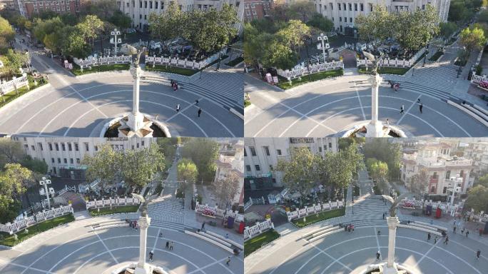 4K航拍天津意式风情区意风区洋楼罗马广场