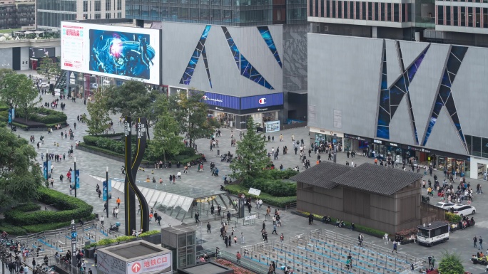 成都春熙路太古里步行街人潮延时摄影4K