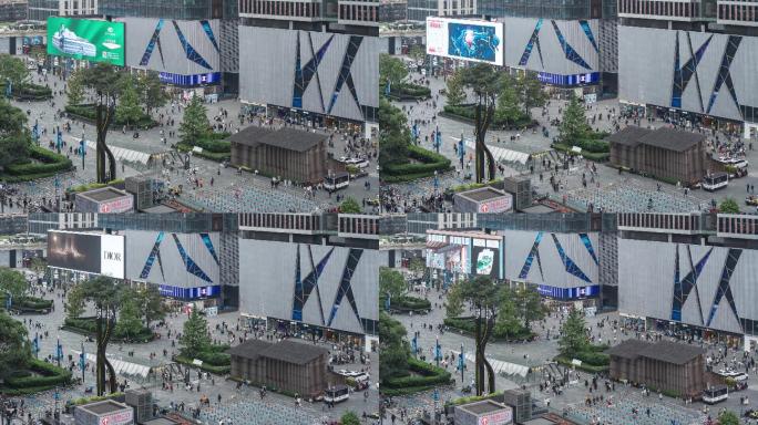 成都春熙路太古里步行街人潮延时摄影4K