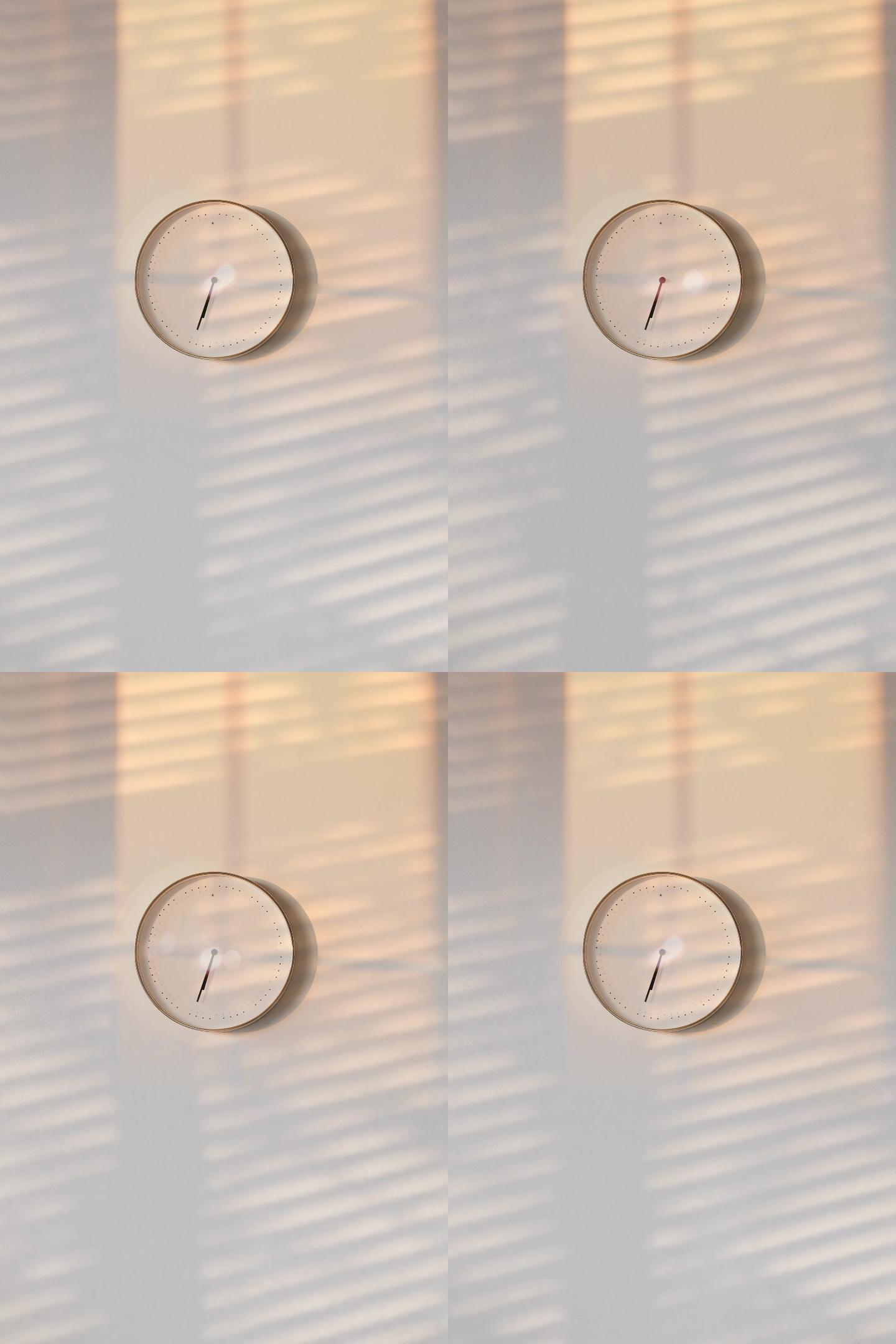 阳光照入房间墙上的时钟