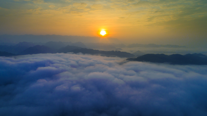 日出 云海 日落 夕阳 酉阳后溪 航拍