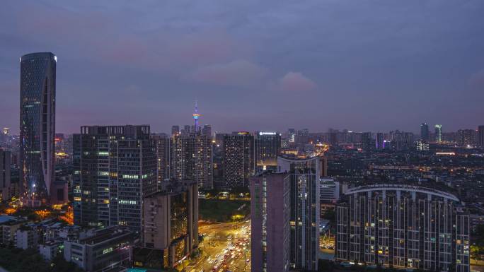 成都东大街城市天际线夜景延时摄影4K