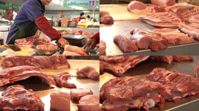 菜市场切肉卖肉