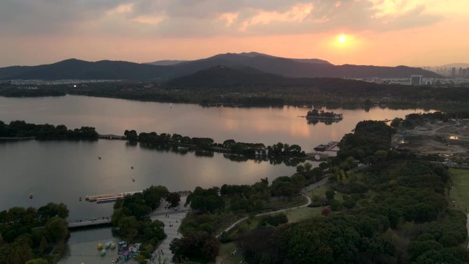 苏州石湖景区上方山日落