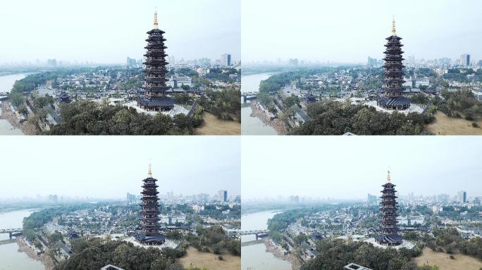航拍金华万佛塔