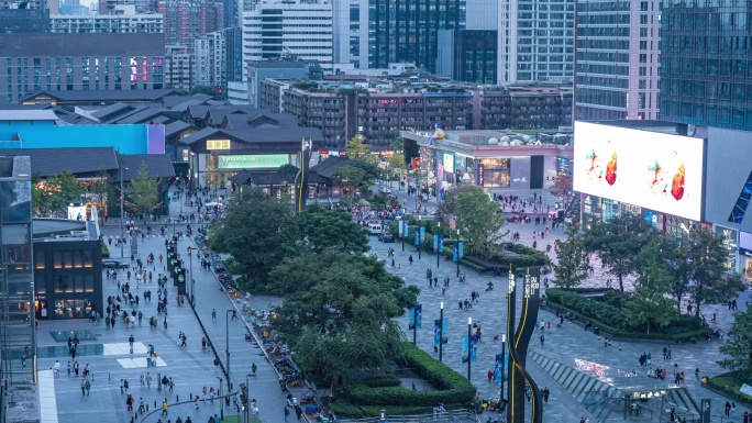 成都春熙路太古里夜景延时摄影4K