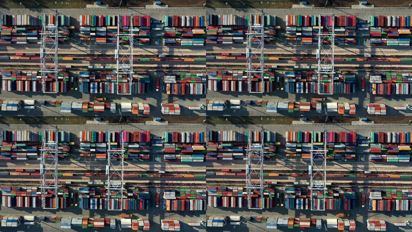 集装箱港口鸟瞰图货运码头国际物流世界格局