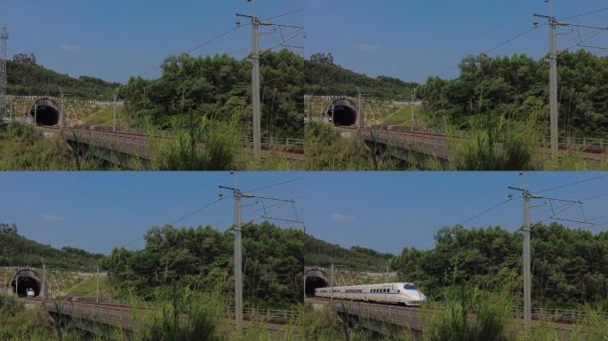 高铁动车驶出隧道