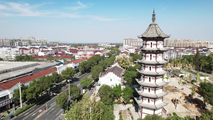 航拍安徽宣城广德市天寿寺塔院宋代古塔