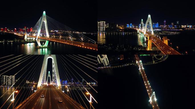 4K航拍海口新世纪大桥夜景