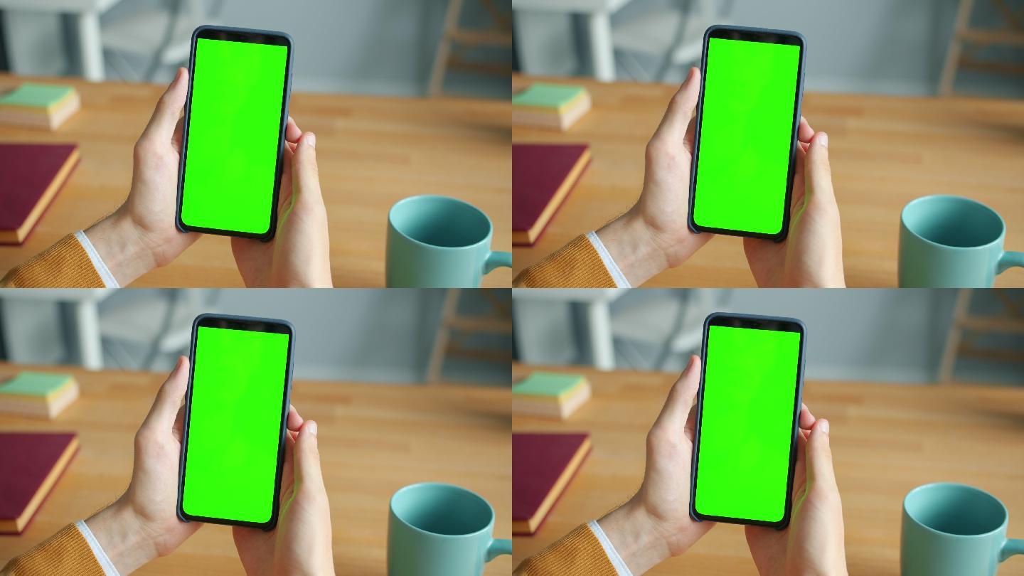 手持chroma键绿色屏幕智能手机