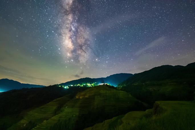 贵州从江加榜梯田星空延时拍摄